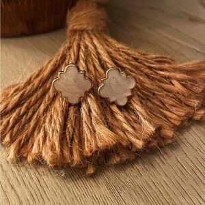 Elegant Cream and Gold Clover Earrings
